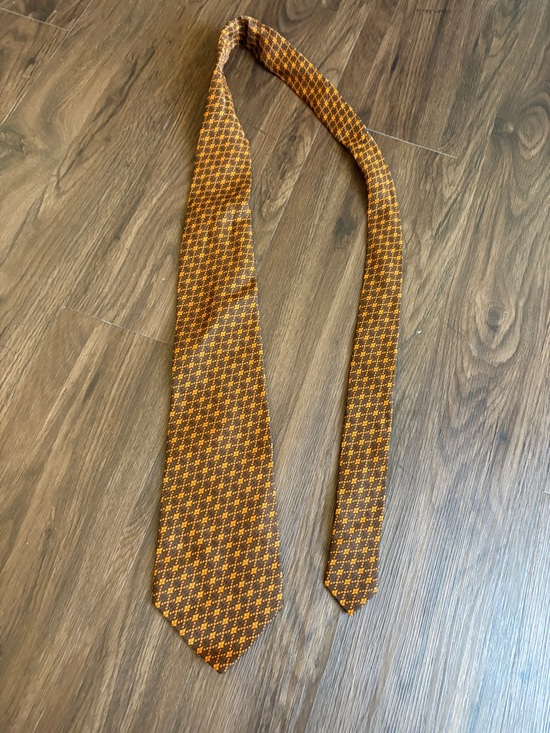Wembley Other - Wembley Brown and Orange Geometric Silk Tie